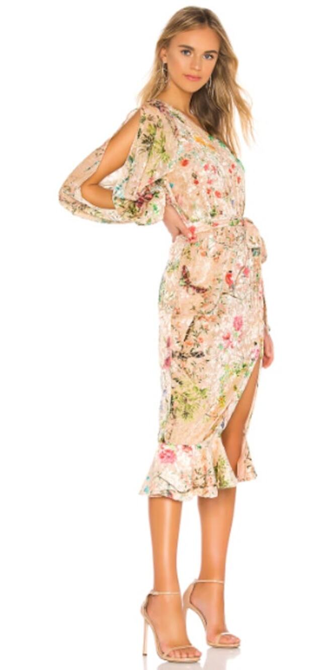 Hemant and Nandita Veena One-Shoulder Floral Midi Dress size XS